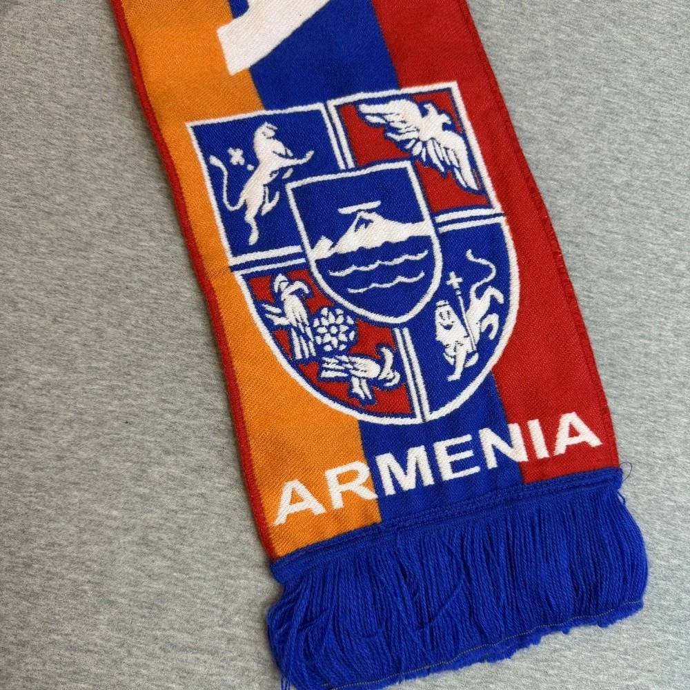 Armenia Football Soccer Fan Scarf Tricolor Flag Coat of Arms Knit Fringe